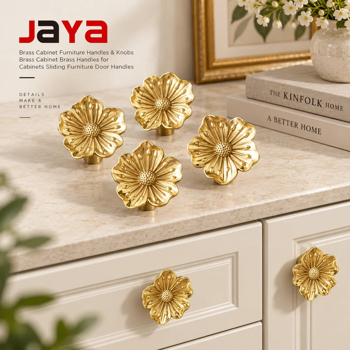 JAYA Brass Cabinet Furniture Handles & Knobs Brass Cabinet Brass Handles for Cabinets Sliding Furniture Door Handles