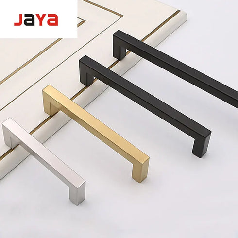 JAYA 3-15 Inch  White Cabinet Square Closet Drawer Pulls Bathroom Door Brush Silver Cabinet Handle for Cabinet Handle