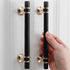 JAYA Black Kitchen Furniture Handles 128mm Solid Stainless Steel and Copper Cabinet Pulls for Door Drawer Modern CNC Appliance