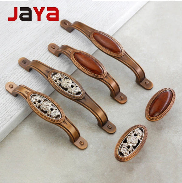JAYA  High Quality European Middle Ages Style Kitchen Zinc Alloy Antique Bronze Drawer Knob Vintage Cabinet Handle