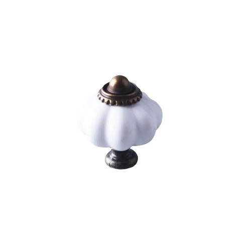 JAYA White Ceramic and Clear Acrylic Cabinet Knobs Pumpkin Shape Single Hole Drawer Pulls for Kitchen Wardrobe Dresser Cupboard