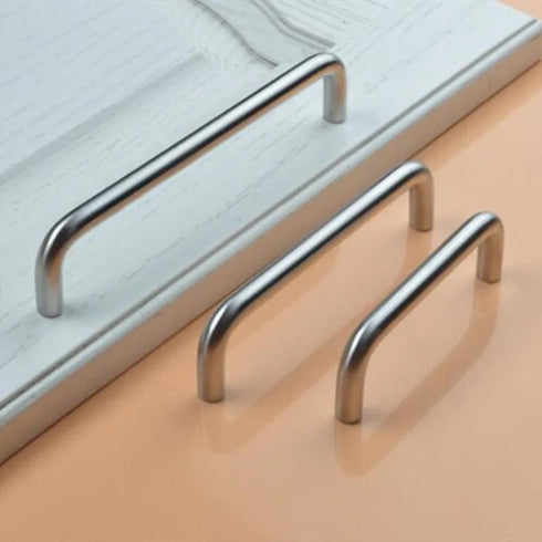 JAYA 50mm U-Shaped Stainless Steel Cabinet Handles M8 Thread Round Bar Pulls for Kitchen Dresser Furniture