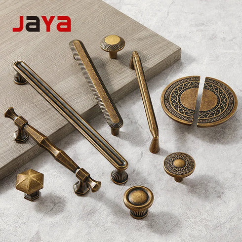 JAYA Retro Zinc Alloy Wardrobe Door Handle Modern Light Luxury Simple Bronze Single-hole Drawer Cabinet Wine