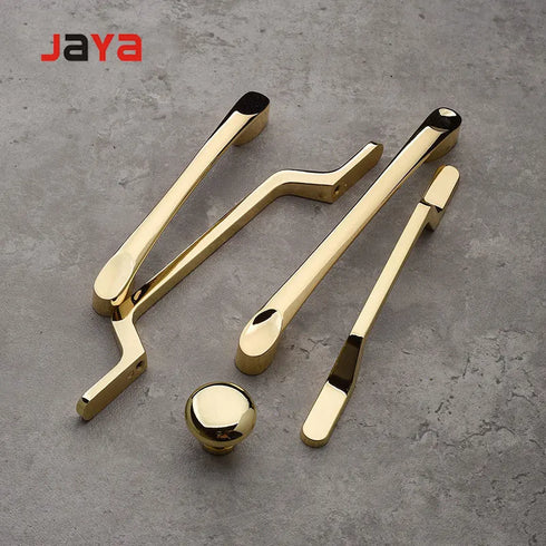 JAYA  Light Luxury Modern Minimalist Bright Gold Cabinet Handle American Zinc Alloy Shoe Cabinet Bookcase Handle