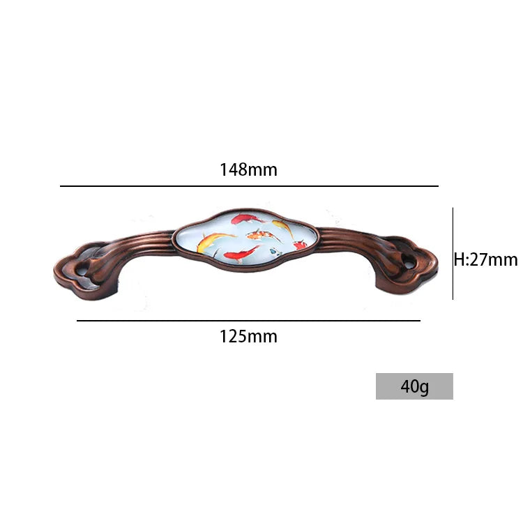 JAYA Bedroom Kitchen Cupboard Handle Classical Decorative Ceramic Antique Brass Zinc AlloyTibetan Style Furniture Door Handle