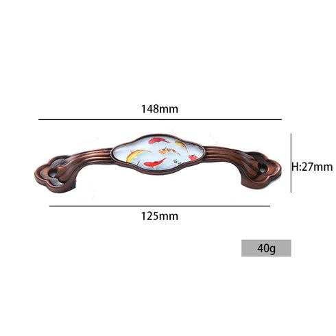 JAYA Bedroom Kitchen Cupboard Handle Classical Decorative Ceramic Antique Brass Zinc AlloyTibetan Style Furniture Door Handle
