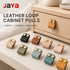 JAYA Leather Loop Cabinet Pull Handles with Brass Knobs Modern Drawer Pulls for Wardrobe Cupboard Dresser Bedroom Furniture
