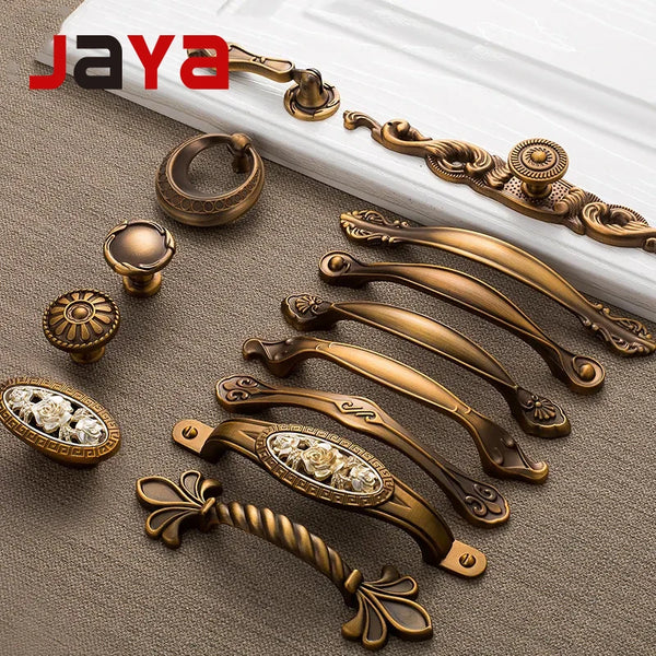 JAYA High Quality European Middle Ages Style Kitchen Zinc Alloy Antique Bronze Drawer Knob Vintage Cabinet Handle