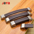 JAYA Vintage Genuine Leather Inlay Zinc Alloy Cabinet Pull Handles and T Knobs for Kitchen Drawer Wardrobe Furniture