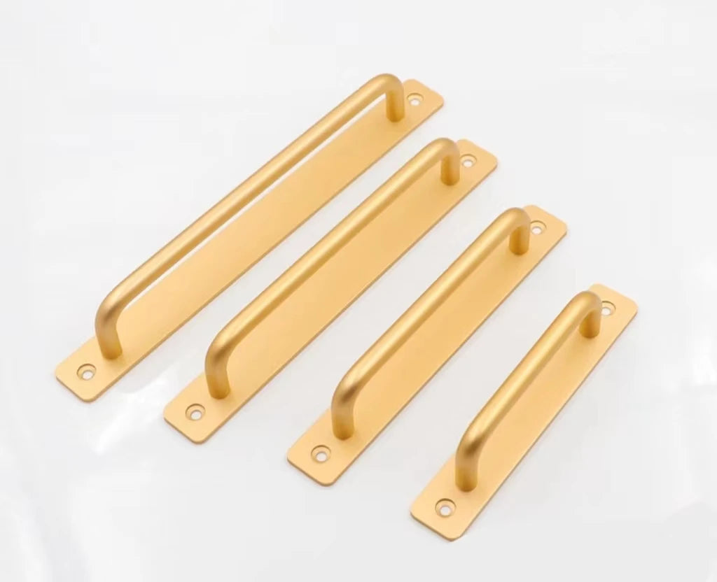 JAYA Gold Round Bar Door Pull Handles with Backplate Multiple Sizes for Barn Doors Gates Garages Sheds and Furniture