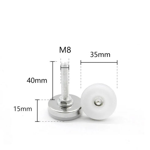 JAYA Threaded Adjustable Furniture Leveling Feet with Round Metal Base and Plastic Pad for Table Chair Cabinet