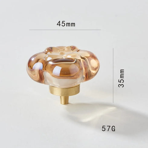 JAYA Transparent Champagne Crystal Cabinet Knobs with Brass Base Decorative Drawer Pulls for Wardrobe and Dresser