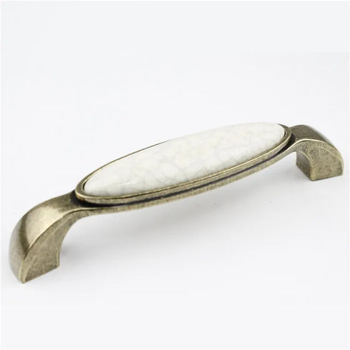JAYA Traditional European Crackle Ceramic Cabinet Handles and Knobs Antique Bronze Drawer Dresser Wardrobe Door Pulls