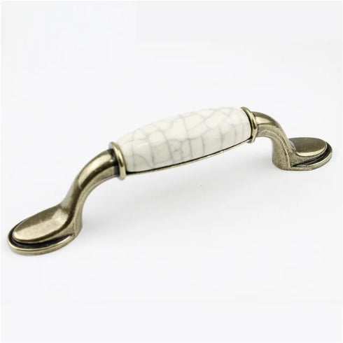 JAYA Traditional European Crackle Ceramic Cabinet Handles and Knobs Antique Bronze Drawer Dresser Wardrobe Door Pulls