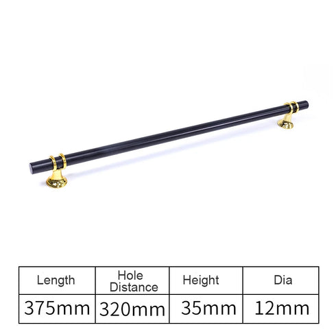 JAYA Polished Gold Aluminum Fluted Cabinet Pull Handle Two Hole Drawer Handle for Kitchen Wardrobe Furniture
