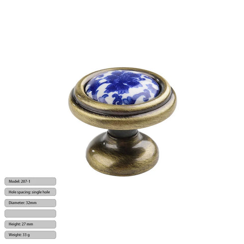 JAYA Blue and White Porcelain Cabinet Handles and Knobs Antique Bronze Drawer Pulls for Kitchen Wardrobe Cupboard Dresser