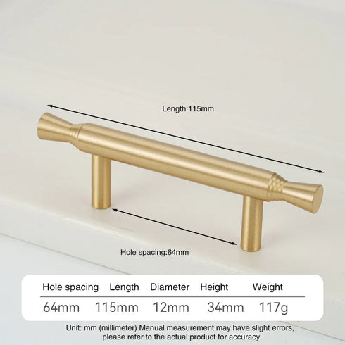 JAYA Solid Brass Cabinet Pull Handles and Knobs Satin Gold Furniture Hardware for Kitchen Drawers Wardrobe Doors