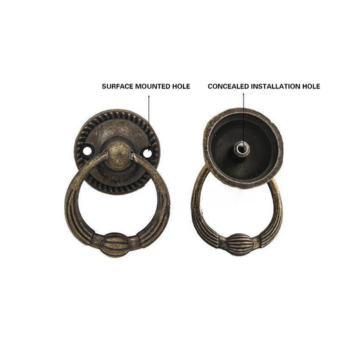 JAYA Antique Zamak Zinc Alloy Drop Ring Cabinet Pull Vintage Chinese Style Drawer Wardrobe Cupboard Furniture Handle