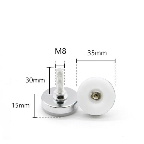 JAYA Threaded Adjustable Furniture Leveling Feet with Round Metal Base and Plastic Pad for Table Chair Cabinet