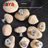 JAYA Natural Stone Cabinet Knobs Irregular Pebble Single Hole Drawer Pulls with Metal Base for Kitchen Dresser Wardrobe