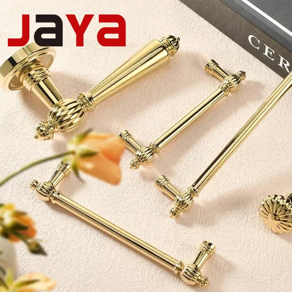 JAYA Kitchen Pulls Furniture Hardware Supplier Bright Gold Cabinet Handles Industrial Zinc Alloy Modern Furniture Handle & Knob