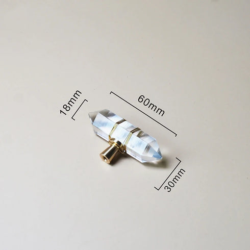 JAYA Faceted Crystal Cabinet Pull Handles Single Hole Hexagonal Prism Brass Knobs for Kitchen Wardrobe Drawer Furniture