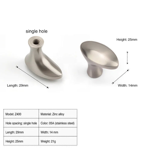 JAYA Furniture Hardware Modern Simple Semicircular Silver Pulls Wardrobe Door Knobs Zinc Alloy Handle