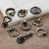 JAYA European Drawer Single Hole Handle Wardrobe Cabinet Bronze Pull Knob Chinese Antique Black Hanging Ring Cabinet Door Handle