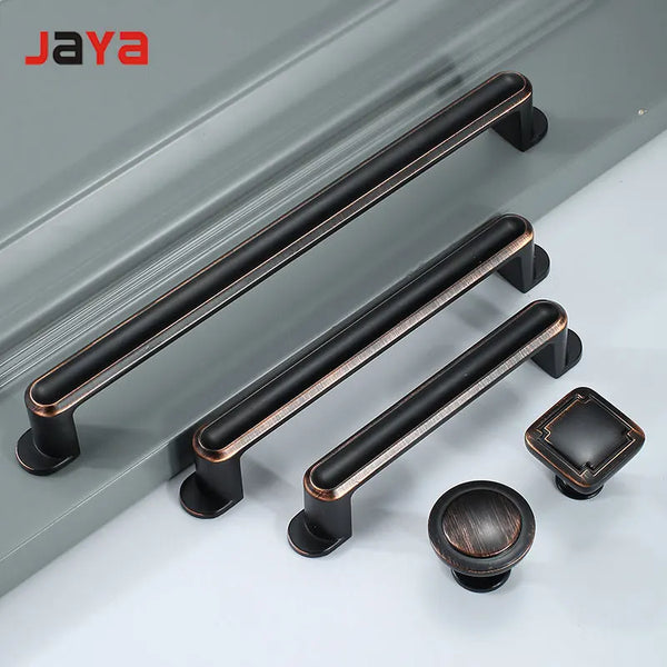 JAYA Luxury European-style Wardrobe Door Handle American-style Cabinet Door Handle Drawer Cabinet Door Black Red Handle