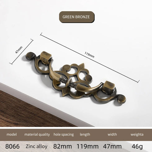 JAYA Antique Metal Drop Bail Cabinet Pull Handles Vintage Brass Finish for Kitchen Drawer Dresser Wardrobe Furniture