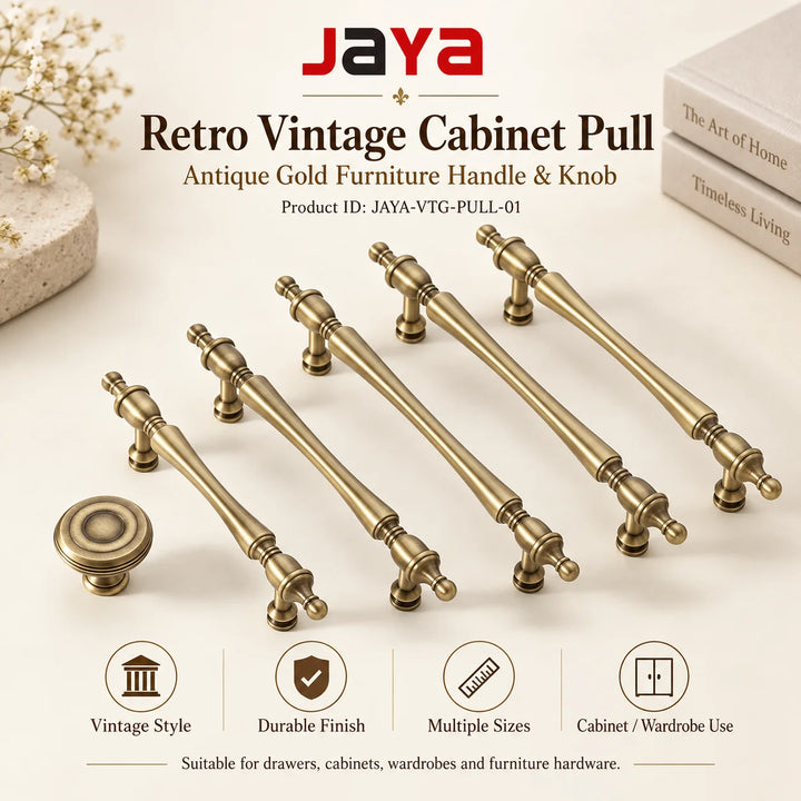 JAYA Furniture Cabinet Pulls with Copper Knurled Wardrobe Gold  Drawer Knobs Furniture Retro Vintage Door Antique Cabinet Knob