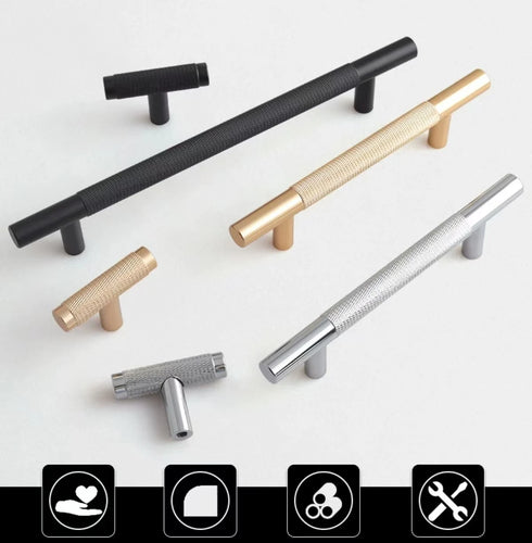 JAYA Modern Cabinet Handles Black Brass Drawer Pulls Gold Knobs Furniture Hardware Long Handles for Kitchen Cabinet Doors