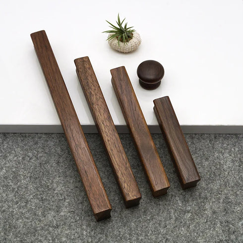JAYA Modern Minimalist Solid Wood Cabinet Handles and Round Knobs Custom Wooden Drawer Pulls for Kitchen Cupboard Wardrobe