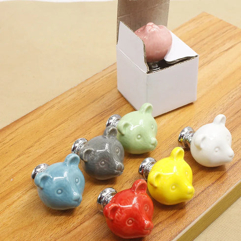 JAYA Ceramic Color Animal Bear Cartoon Cabinet Handle Is Suitable for Cabinet Drawer Shoe Cabinet