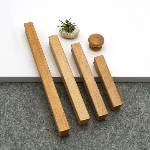 JAYA Modern Minimalist Solid Wood Cabinet Handles and Round Knobs Custom Wooden Drawer Pulls for Kitchen Cupboard Wardrobe