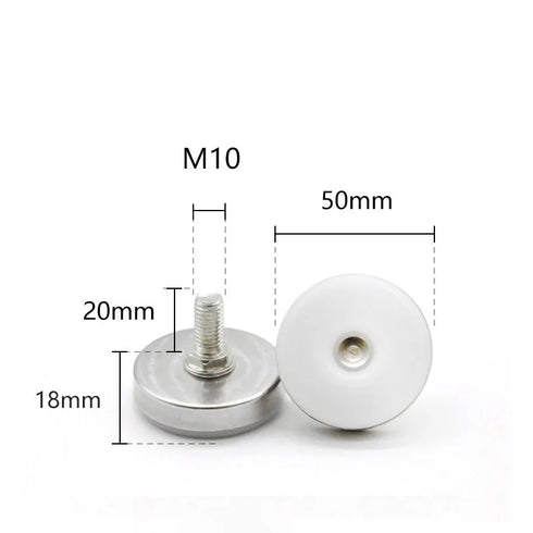 JAYA Threaded Adjustable Furniture Leveling Feet with Round Metal Base and Plastic Pad for Table Chair Cabinet
