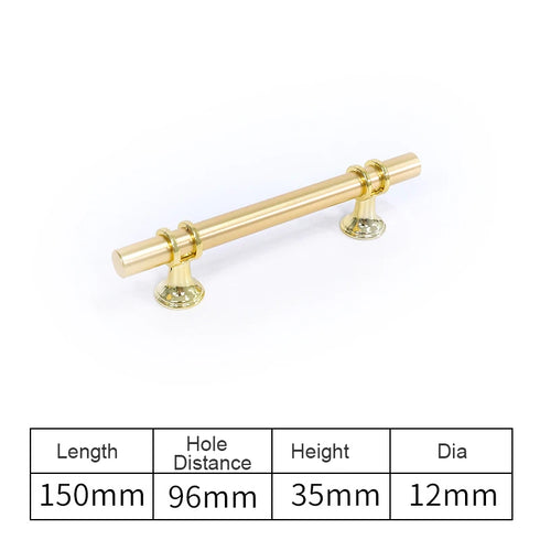 JAYA Polished Gold Aluminum Fluted Cabinet Pull Handle Two Hole Drawer Handle for Kitchen Wardrobe Furniture