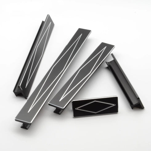 JAYA JY-BGP01 Modern Black Gold Long Flat Bar Cabinet Pull Handles for Kitchen Drawers Wardrobes and Furniture