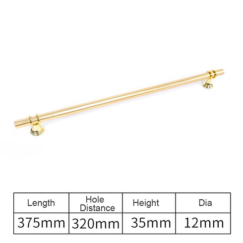 JAYA Polished Gold Aluminum Fluted Cabinet Pull Handle Two Hole Drawer Handle for Kitchen Wardrobe Furniture