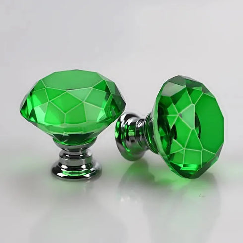 JAYA 30mm Clear Faceted Crystal Glass Cabinet Knob with Silver Base for Dresser Drawer Kitchen Dining Room Furniture