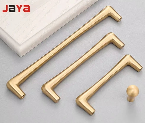 JAYA Brushed Gold Brass Cabinet Handles Modern Round Wardrobe Drawer Pulls and Knobs