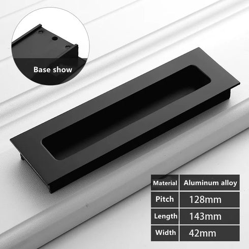 JAYA Modern Aluminum Alloy Recessed Cabinet Handles Black Silver Flush Finger Pulls for Kitchen Drawers Wardrobes Furniture