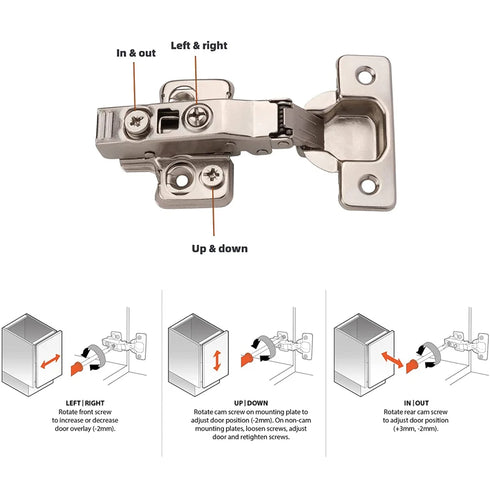 JAYA 110 Degree 3D Adjustable Soft Close Self Closing Concealed Cabinet Hinge 35mm Cup Kitchen Furniture Hardware