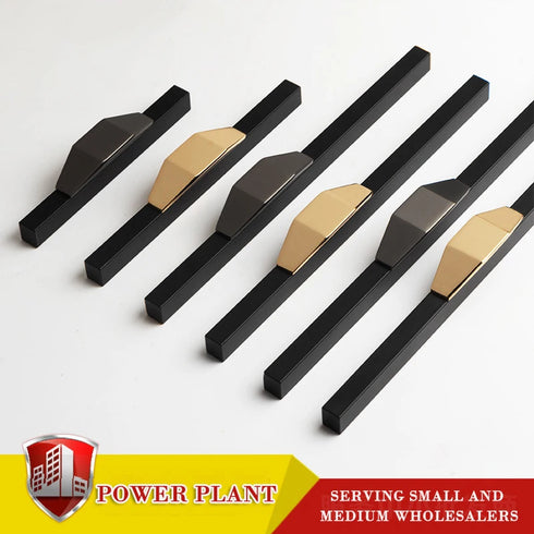JAYA JY-TCP01 Modern Two-Tone Long Cabinet Pull Handle with Faceted Center Grip for Kitchen Drawer Wardrobe Sliding Door