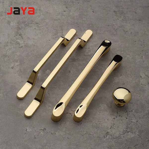 JAYA  Light Luxury Modern Minimalist Bright Gold Cabinet Handle American Zinc Alloy Shoe Cabinet Bookcase Handle