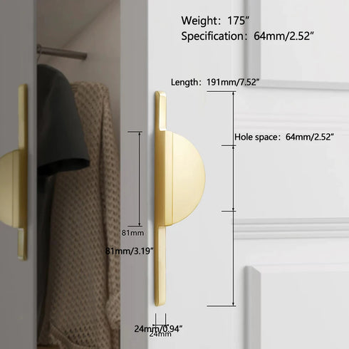 JAYA Minimalist Zinc Alloy Semicircle Splice Multi-Function Cabinet Pull Handles for Drawer Double Door Kitchen Wardrobe