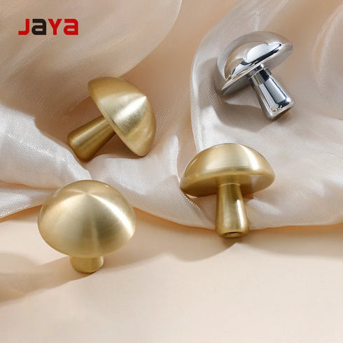 JAYA Modern Simple Single Hole Drawer Cabinet Bedside Table Creative Mushroom Head Small Handle Made Brass Living Room Durable