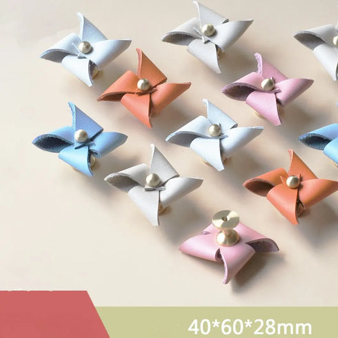 JAYA Children's Room Bedroom Cloakroom Pull Light Luxury Lovely Windmill Leather Door Handle Drawer Pulls Knob