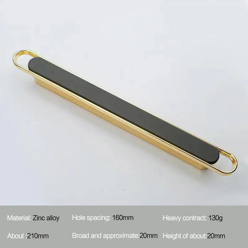 JAYA Zinc Alloy Cabinet Pull Handle Gold Frame Black Marble Effect Inlay for Wardrobe Drawer Door Furniture