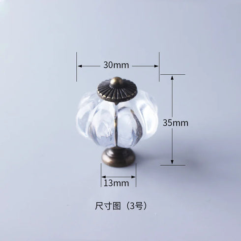 JAYA White Ceramic and Clear Acrylic Cabinet Knobs Pumpkin Shape Single Hole Drawer Pulls for Kitchen Wardrobe Dresser Cupboard